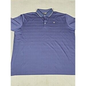 Callaway Opti Dri Mens 2XL Polo Shirt Blue With Faint Stripes Performance Golf